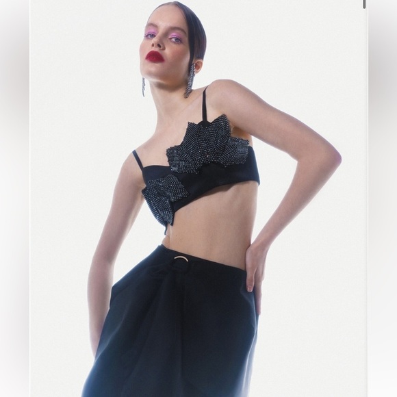 Malva Florea Handmade Crop Top Black Crystals - Picture 3 of 12